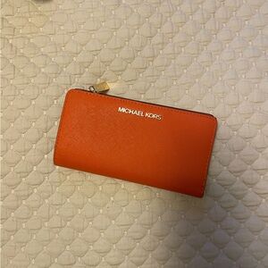 Michael Kors Vibrant Orange Zip Wallet